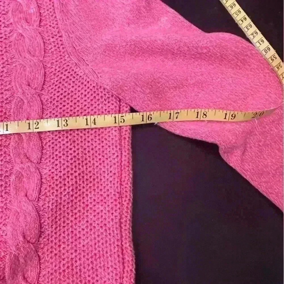 Talbots Pink Cable Knit Pullover Long Sleeved Sweater w/ Back Zipper Size Small - Picture 7 of 9